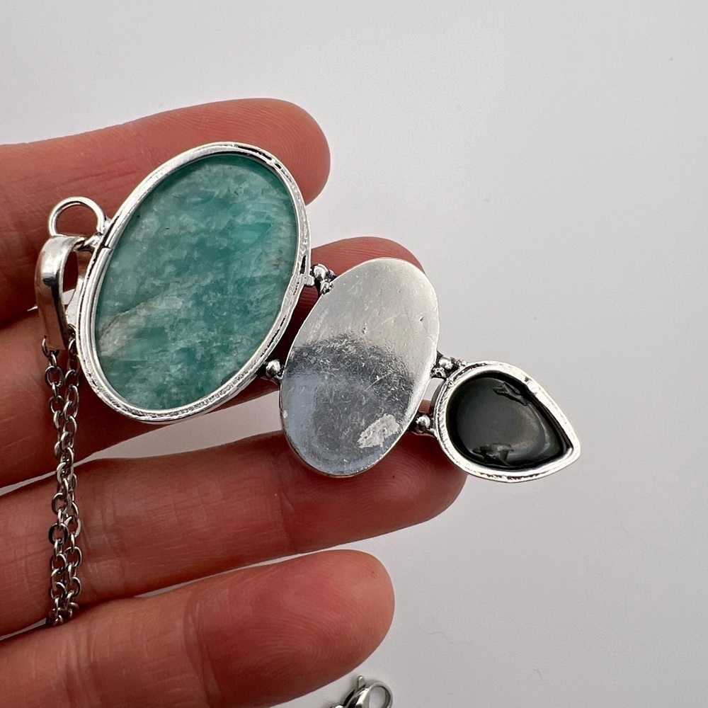 925 Peacemaker Amazonite + Rainbow Flash Moonston… - image 4